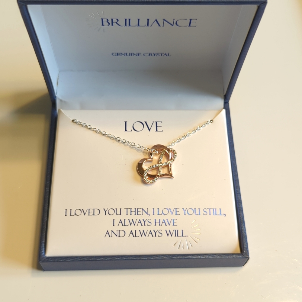 Brilliance Silver Plated Love Necklace With Genuine Crystal